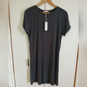 Antistar Modal T-Shirt Dress Womens Large Charcoal Ribbed Soft NWT
